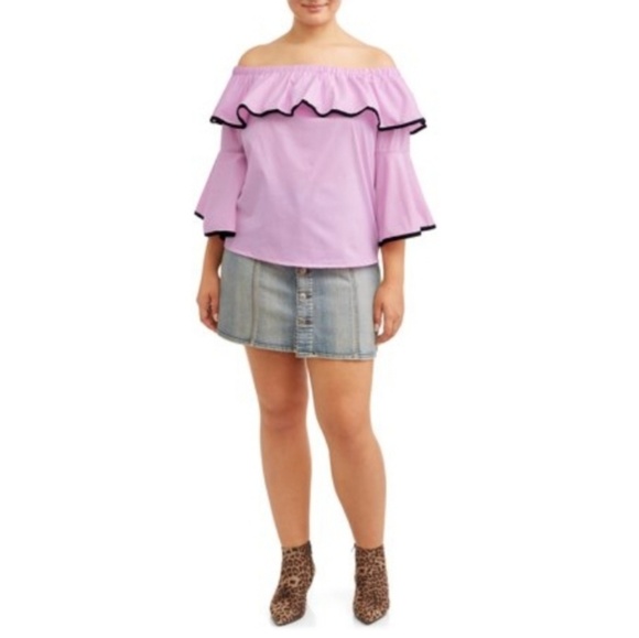 No Comment Plus Off Shoulder Flounce Sleeve 1X - Picture 4 of 4